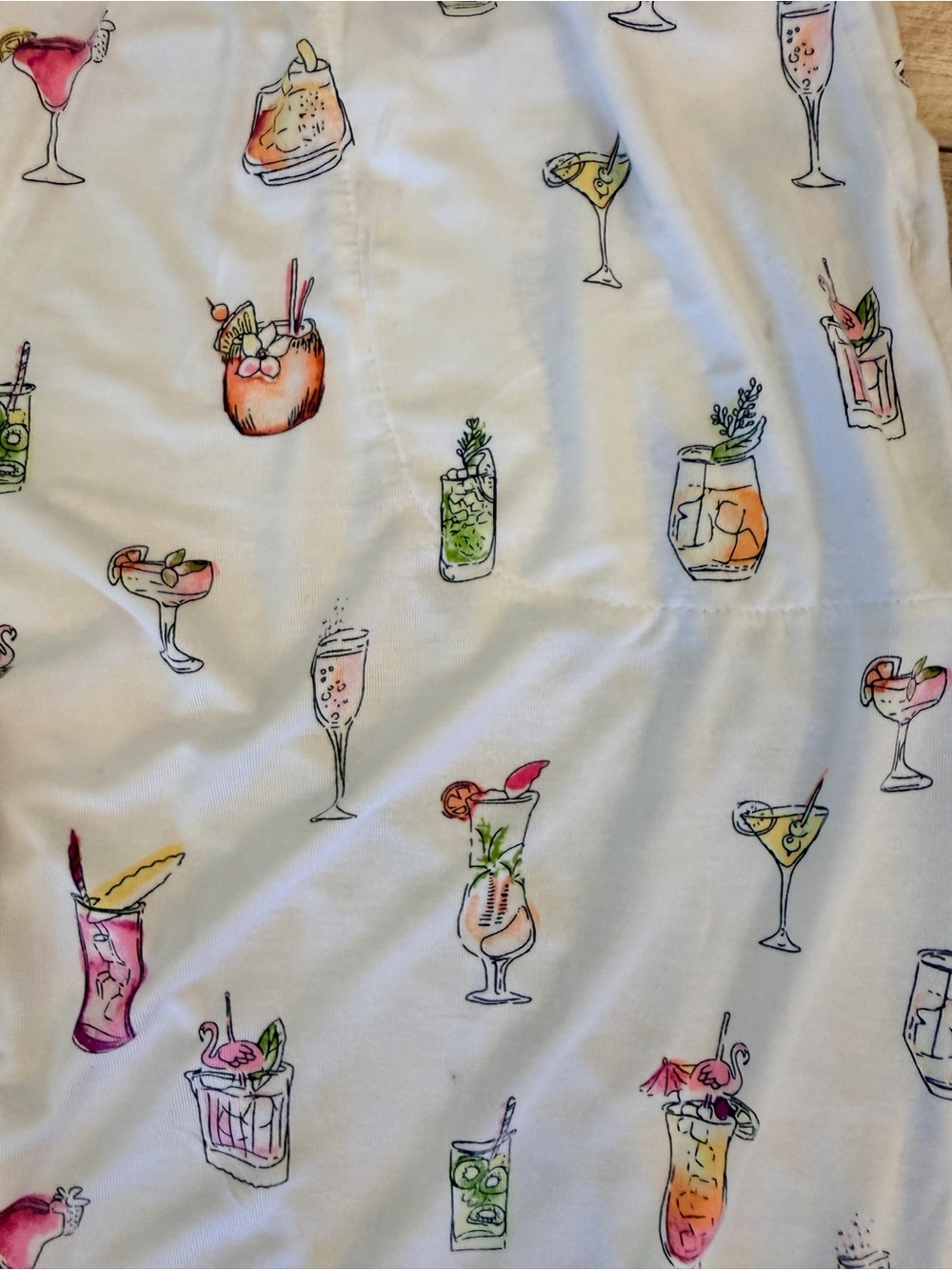 Soma Drinks On Mie Adorable White Cocktail Print Long Ankle Pajama Pants Size M - Picture 5 of 7